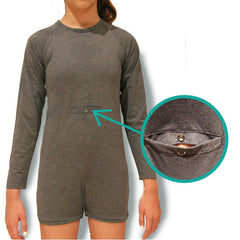 Grey Tummy Access Long Sleeve Bodysuit  |  Wonsie - Wonsie