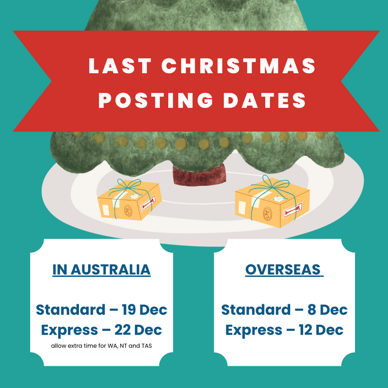 visual showing a christmas tree with gifts and cut-off dates for delivery deadlines