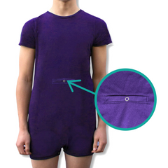 Grape Tummy Access Short Sleeve Bodysuit  |  Wonsie - Wonsie  |  Clothing for Special Needs