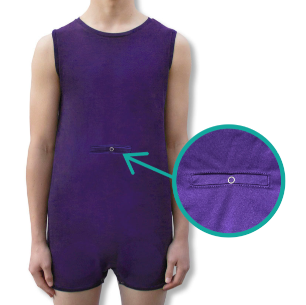 Grape Tummy Access Sleeveless Bodysuit  |  Wonsie - Wonsie  |  Clothing for Special Needs