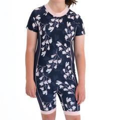 Back Zip Navy Blossom swimsuit  |  Wonsie