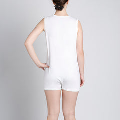 White Tummy Access Sleeveless Bodysuit  |  Wonsie - Wonsie  |  Clothing for Special Needs