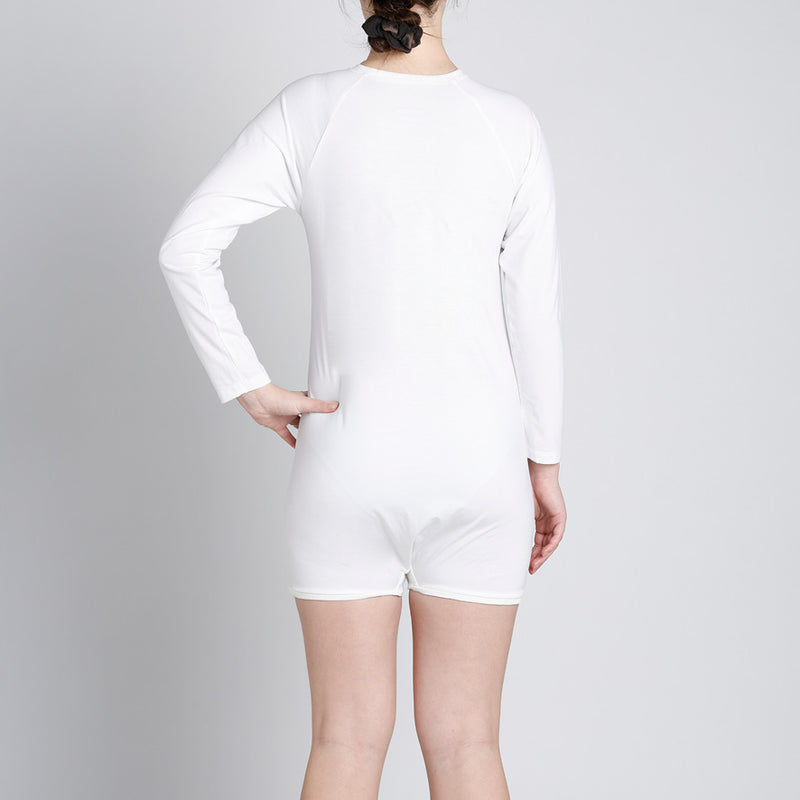 White Tummy Access Long Sleeve  |  Wonsie - Wonsie  |  Clothing for Special Needs