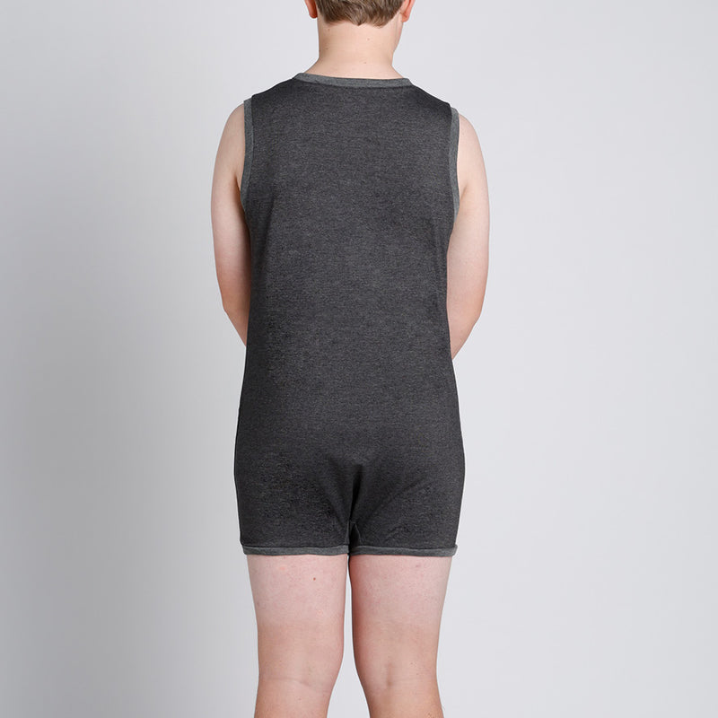 Grey Tummy Access Sleeveless Bodysuit  |  Wonsie - Wonsie  |  Clothing for Special Needs