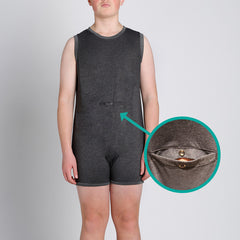 Grey Tummy Access Sleeveless Bodysuit  |  Wonsie - Wonsie  |  Clothing for Special Needs