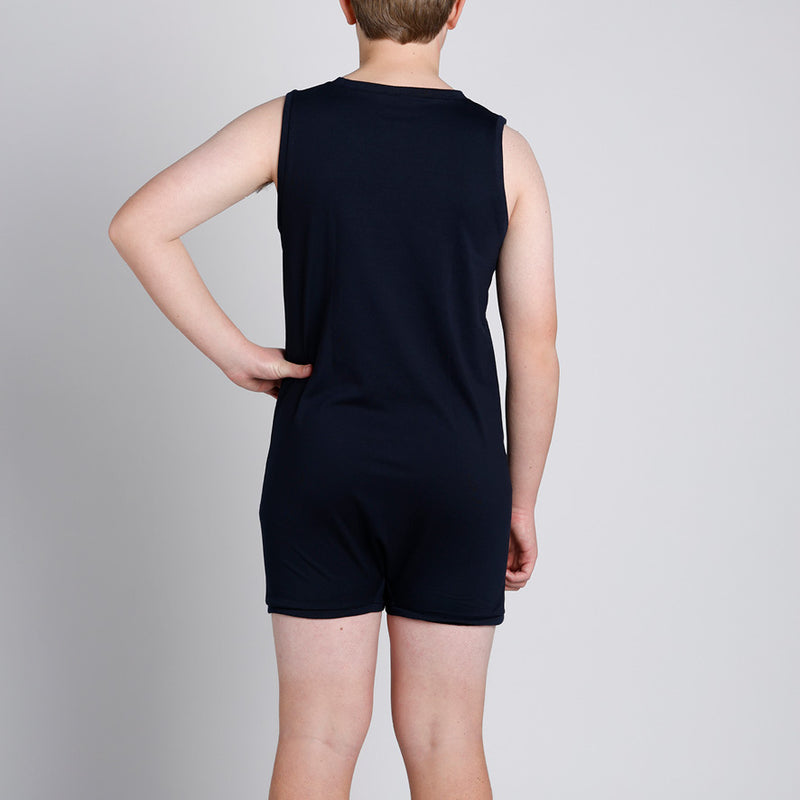 Navy Tummy Access Sleeveless Bodysuit  |  Wonsie - Wonsie  |  Clothing for Special Needs