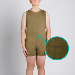 Olive Tummy Access Sleeveless Bodysuit  |  Wonsie - Wonsie  |  Clothing for Special Needs