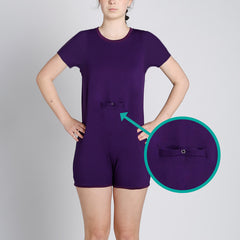 Grape Tummy Access Short Sleeve Bodysuit  |  Wonsie