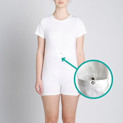 White Tummy Access Short Sleeve Bodysuit  |  Wonsie - Wonsie  |  Clothing for Special Needs