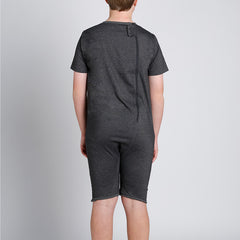 Grey Zip Back Short Sleeve/knee length Jumpsuit  |  Wonsie - Wonsie  |  Clothing for Special Needs