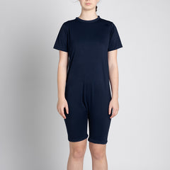 Navy Zip Back Short Sleeve/knee length Jumpsuit  |  Wonsie - Wonsie  |  Clothing for Special Needs