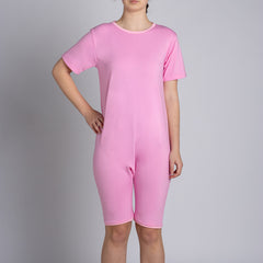 Pink Zip Back Short Sleeve/knee length Jumpsuit  |  Wonsie - Wonsie  |  Clothing for Special Needs
