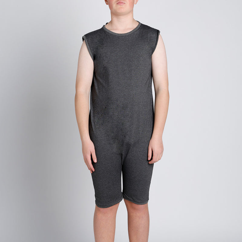 Grey Zip Back Sleeveless/knee length Jumpsuit  |  Wonsie - Wonsie  |  Clothing for Special Needs
