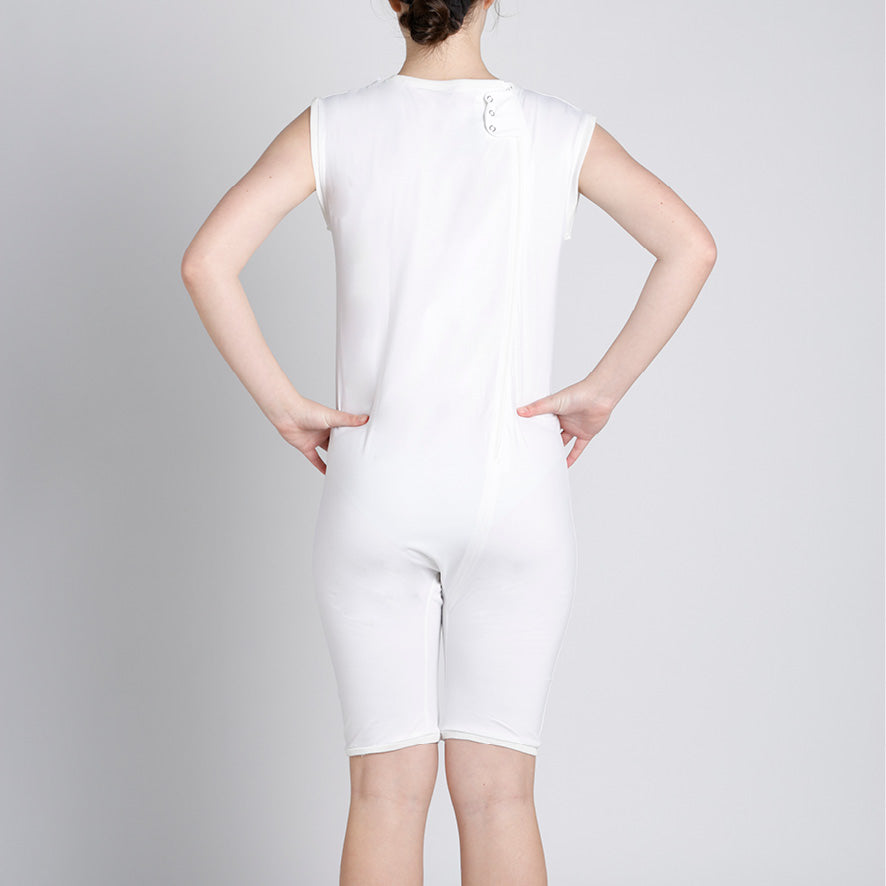 White Zip Back Sleeveless/knee length Jumpsuit Wonsie Wonsie