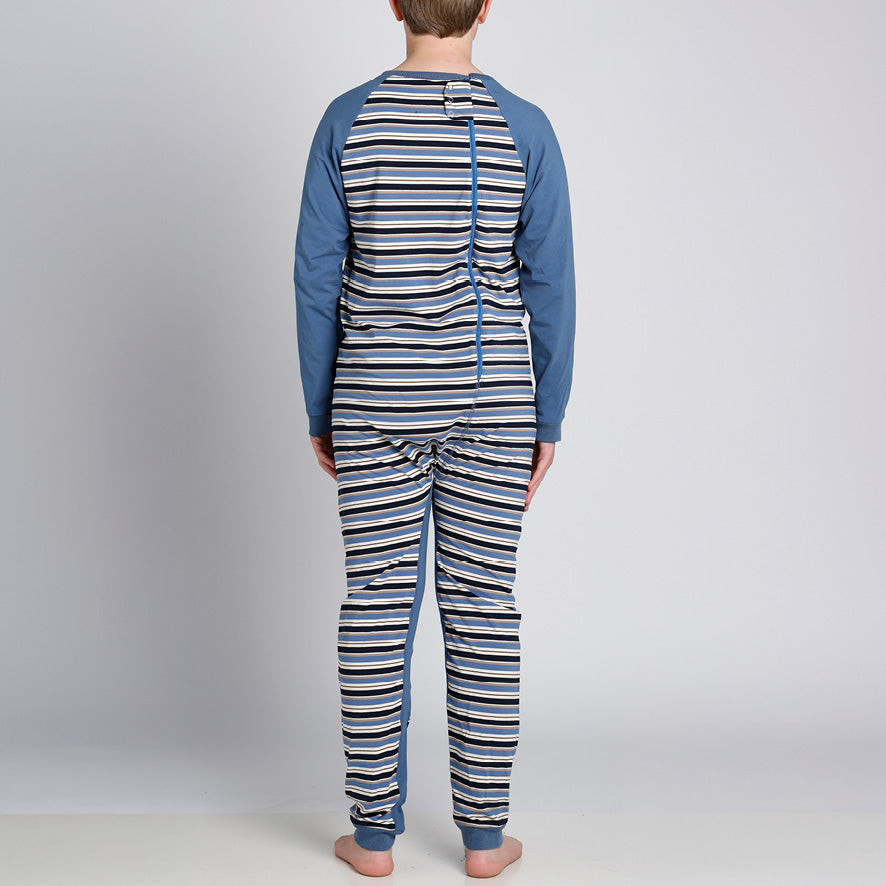 Blue Stripe Zip Back Long Sleeve/Long Leg Jumpsuit Wonsie