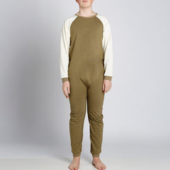 Olive Zip Back Long Sleeve/Long Leg Jumpsuit  |  Wonsie - Wonsie  |  Clothing for Special Needs