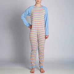 Pink Stripe Zip Back Long Sleeve/Long Leg Jumpsuit  |  Wonsie - Wonsie  |  Clothing for Special Needs