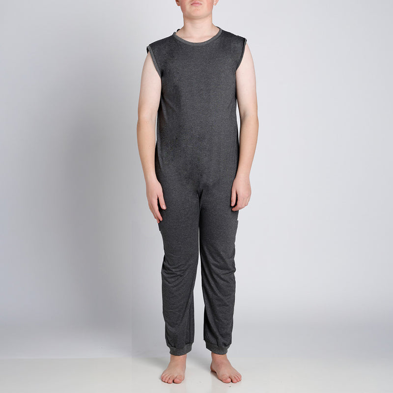 Grey Zip Back Sleeveless/Long Leg Jumpsuit  |  Wonsie - Wonsie  |  Clothing for Special Needs