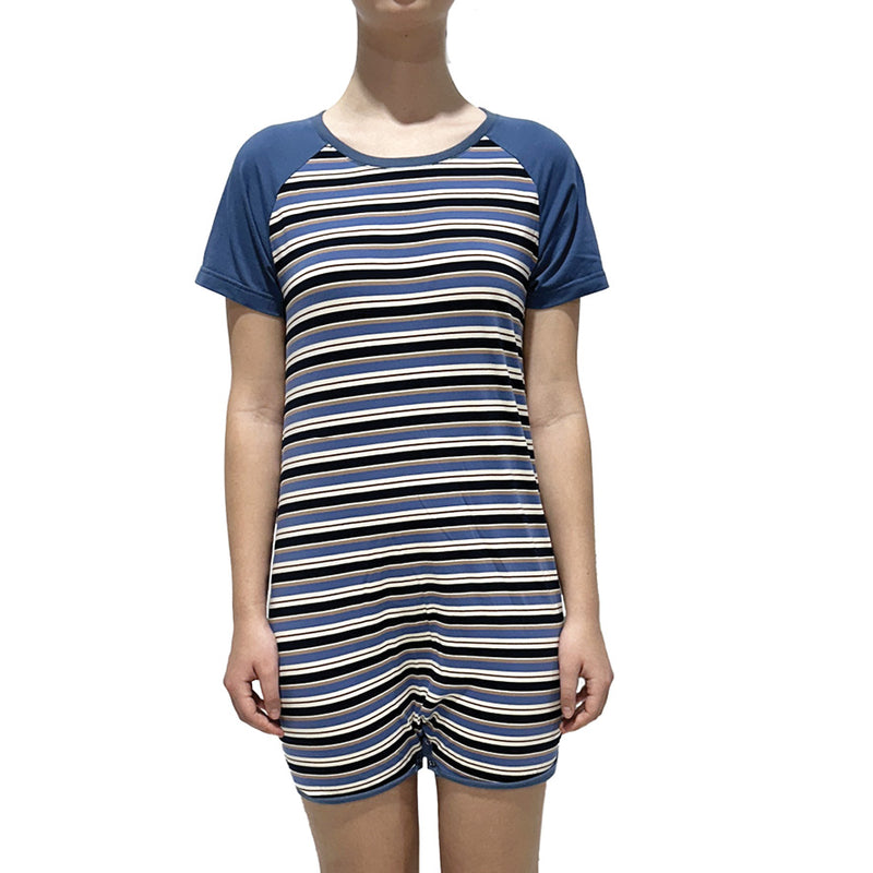 Blue Stripe Short Sleeve Bodysuit  |  Wonsie