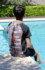 Back Zip Black Hawaiian Sunset swimsuit  |  Wonsie - Wonsie  |  Clothing for Special Needs