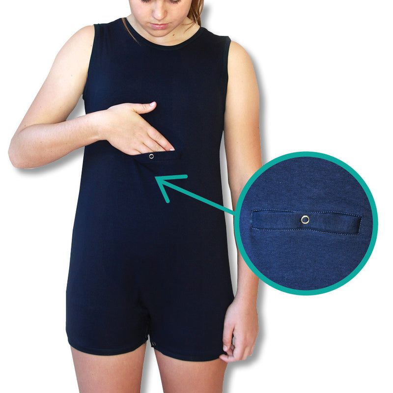 Navy Tummy Access Sleeveless Bodysuit  |  Wonsie - Wonsie