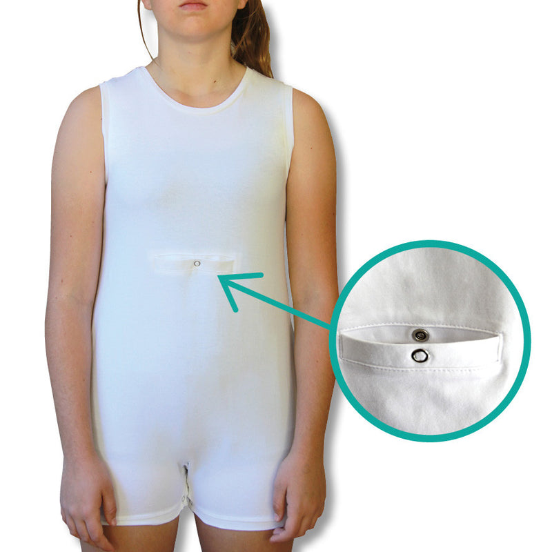 White Tummy Access Sleeveless Bodysuit  |  Wonsie - Wonsie