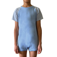 Sky Blue/Pale Grey Short Sleeve Bodysuit  |  Wonsie - Wonsie  |  Clothing for Special Needs