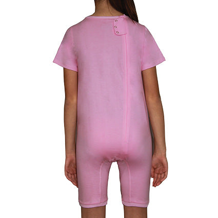 Pink Zip Back Short Sleeve/knee length Jumpsuit  |  Wonsie