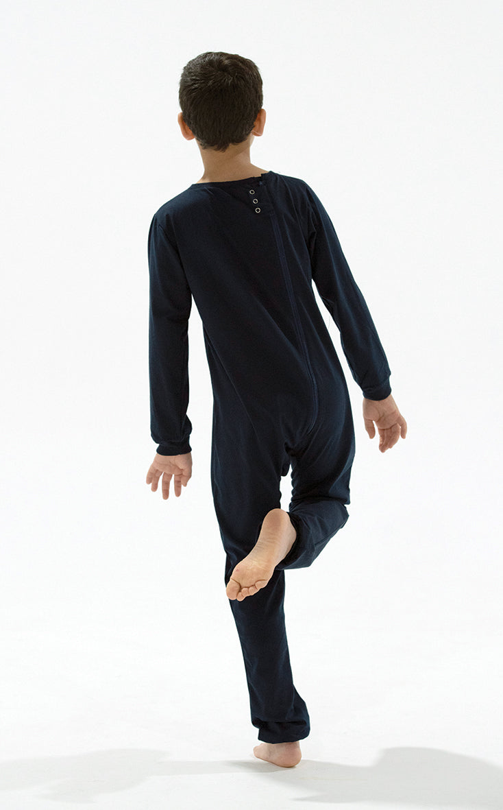 Navy Zip Back Long Sleeve/Long Leg Jumpsuit  |  Wonsie - Wonsie  |  Clothing for Special Needs