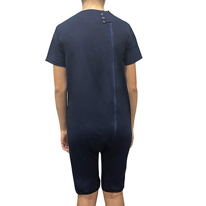 Navy Tummy Access Back Zip - Short Sleeve/knee length Jumpsuit | Wonsie ...