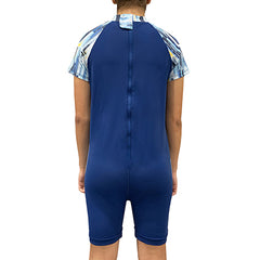 Back Zip Blue Paint stripe swimsuit  |  Wonsie - Wonsie  |  Clothing for Special Needs